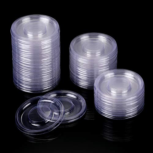 100 Pieces Round Eyelash Tray Holder Plastic Eye Lash Trays Lid for