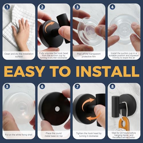 Heavy Duty Suction Cup Hooks - 2 Pack for Shower & Bathroom