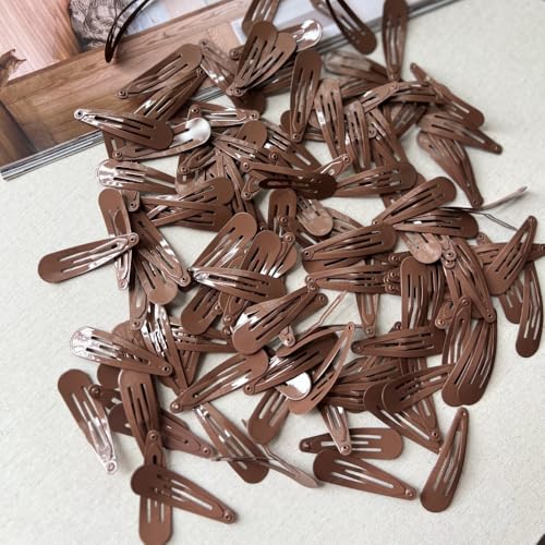 120 Pcs Brown Metal Snap Hair Clips - No-Slip Barrettes for All Hair Types