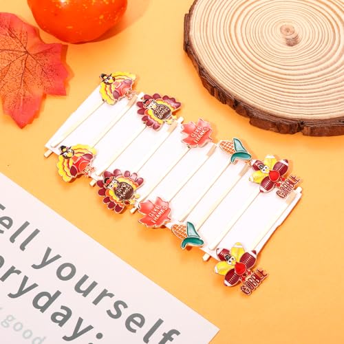 12PCS Thanksgiving Fall Hair Clips - Autumn Pumpkin & Maple Leaf Hairpins