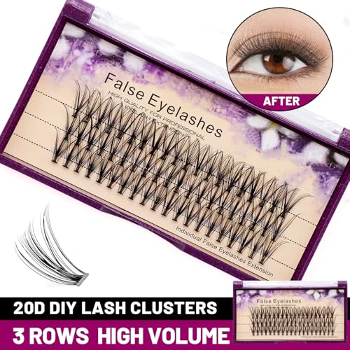 Dedila 20mm Natural Curl Individual False Eyelashes - Soft Black, Long 3D Lashes