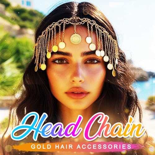 Kilshye Gold Sequin Tassel Head Chain Festival Costume Hair Jewelry