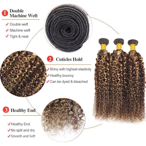 ZHAOXI WIG Jerry Curly Hair Bundles P4/27 8-12 Inch - 3 Pack