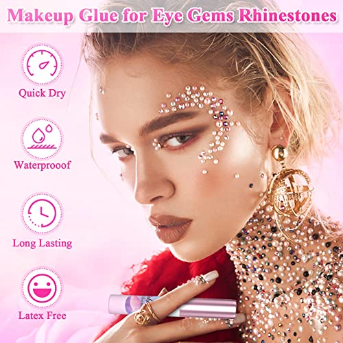 Shynek 2PCS Waterproof Rhinestone Face & Body Glue for Makeup, Halloween Costume & Glitter Adhesive