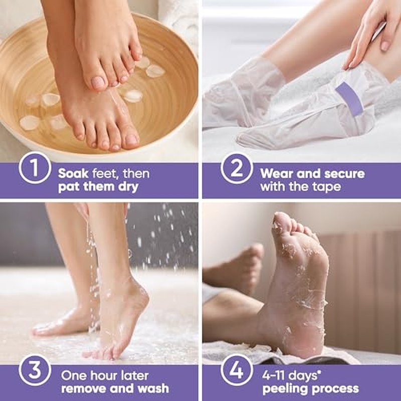 C?LOR Foot Peeling Mask for Dry Cracked Feet | Foot Mask to Exfoliate Rough, Cracked, Dry Feet, Calluses for Soft Baby Feet Results | Made with Aloe Vera Extract for Women & Men (2 Pairs) | Lavender