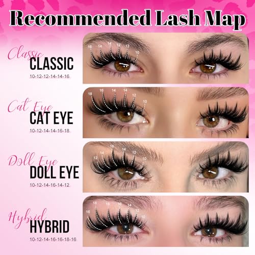 MilyBest 100D Manga Lash Clusters with Spikes & Bottom Lashes - 232pcs, 10-18mm D-Curl, Faux Mink, Reusable, DIY Glam