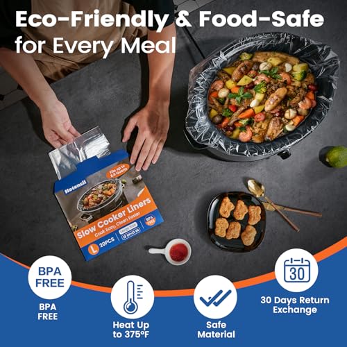 Hotensil Slow Cooker Liners - 13x21, 20 Count, BPA-Free, Heavy Duty