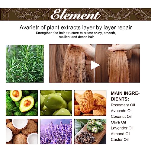 HuaQing 180 ML Rosemary Hair Growth Oil - 3 Pcs for Damaged Hair