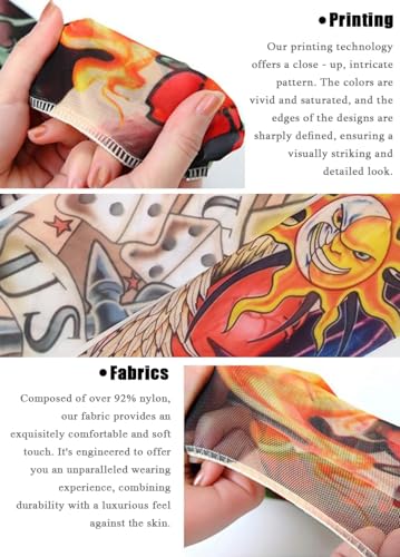 Kids Temporary Tattoo Sleeves - 10 Pcs Sun Protection Arm Covers for Boys & Girls