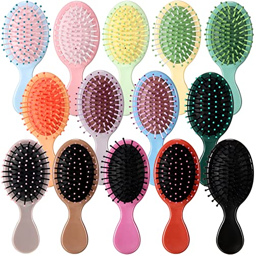 Sawysine 14-Pack Mini Detangling Hair Brush Set - Travel Size for Kids & Adults