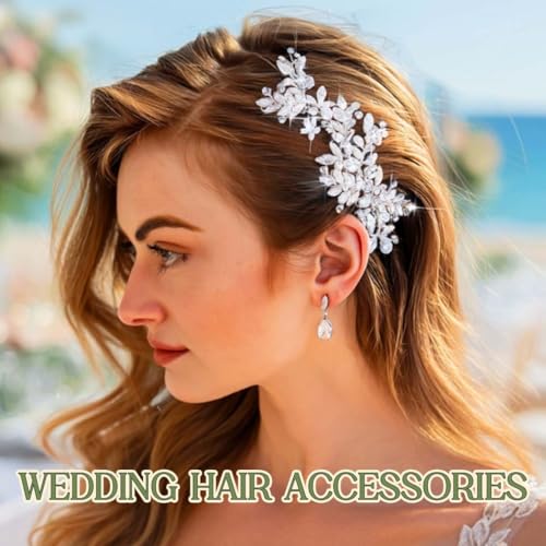 JAKAWIN Rhinestone Bridal Hair Comb - Silver Crystal Wedding Headpiece