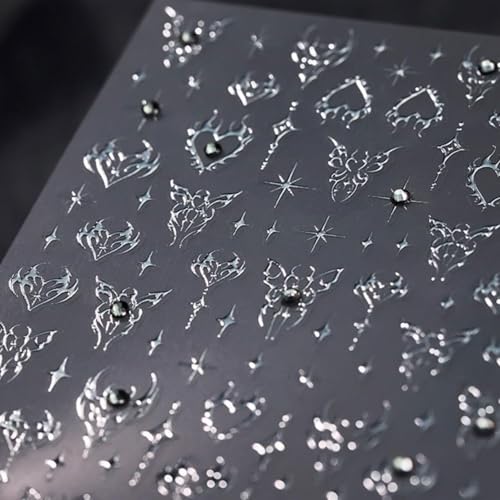 5D Silvery Star Nail Art Stickers for Creative Nail Decoration