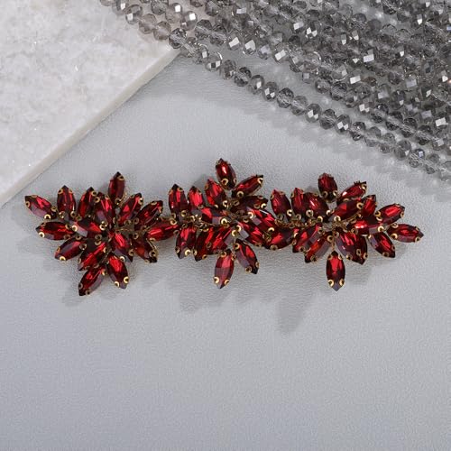 Wine Red Rhinestone Wedding Hair Clip - Teyglen Bridal Barrette