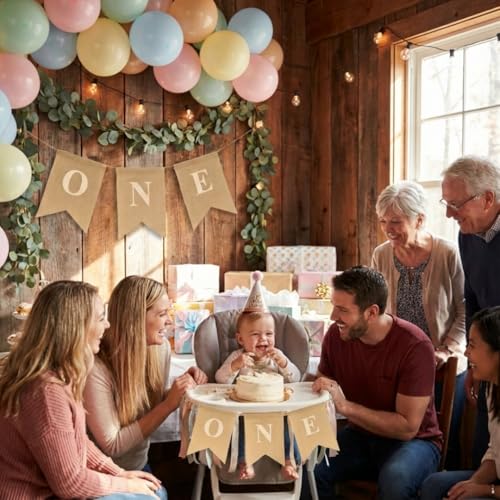 Rustic Burlap ONE Banner for 1st Birthday High Chair Decor