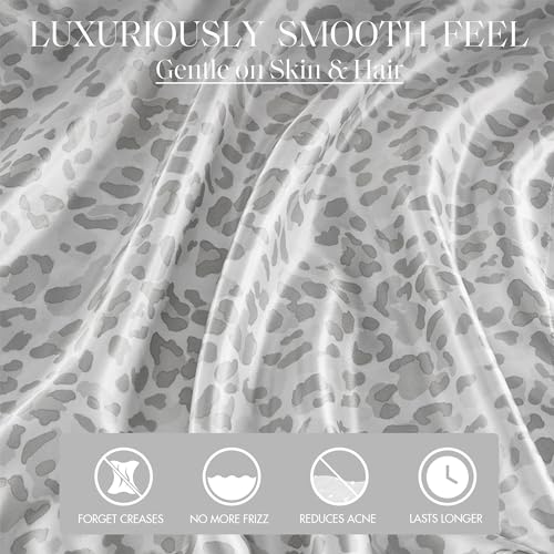 Madison Park Essentials Satin Pillowcase Set of 2 - Gray Leopard