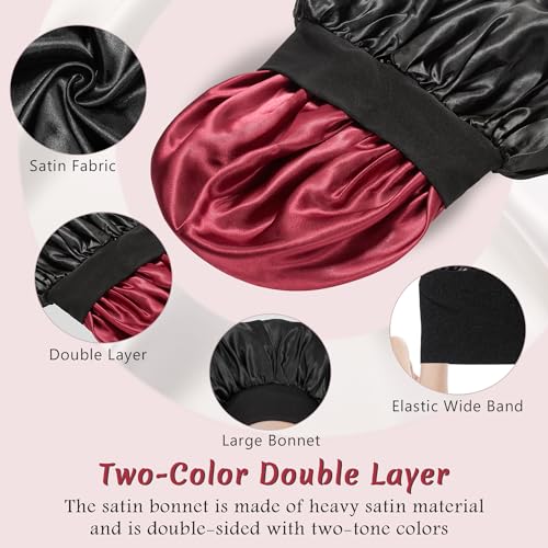 Vidsel 2-Pack Reversible Satin Sleep Bonnet for Hair Protection