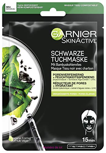 Garnier Black Sheet Mask Hydrating & Pore-Minimizing, 0.9 Fl Oz, Pack of 1