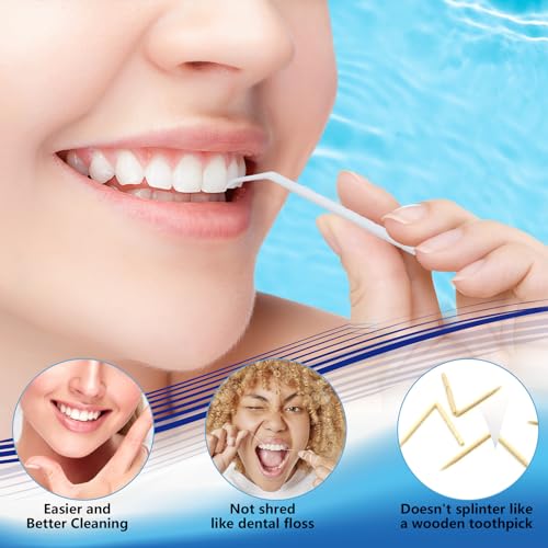 DanTicy White Interdental Toothpicks 600pcs Pack of 3 - Curved Plastic Dental Picks