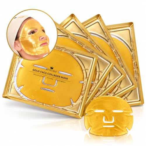 RevitaLE 24K Gold Sheet Mask with Collagen & Hyaluronic Acid – Hydrating & Anti-Aging