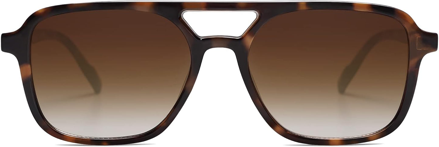 Retro Aviator Sunglasses - Trendy Rectangle Shades for Men & Women | SJ2202