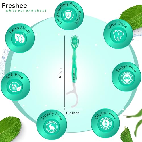 Freshee Light Mint Bead Disposable Travel Toothbrush - 5 in 1
