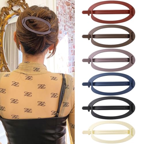 AWAYTR French Concord Claw Clips - 6 Pack Large Flat Hair Clips for Styling
