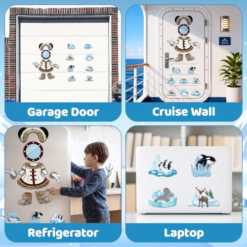 15 Winter-Themed Alaska Cruise Door Magnets Set - Waterproof & Erasable