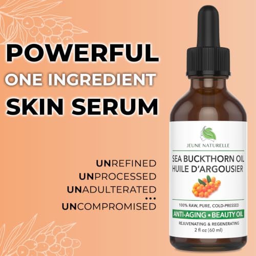 Jeune Naturelle Organic Sea Buckthorn Oil 2 Fl Oz - Pure, Cold Pressed & Unrefined