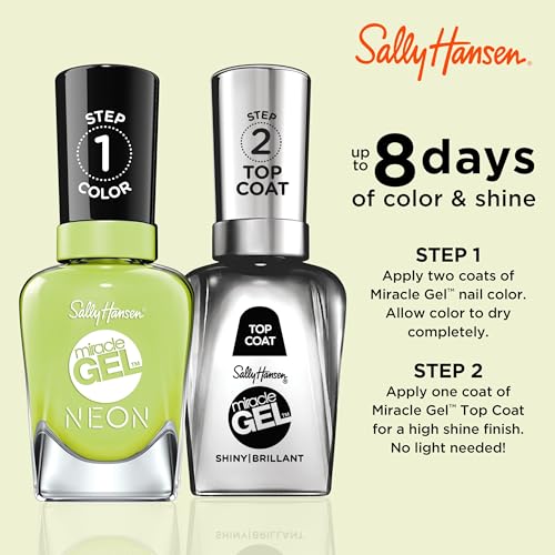 Sally Hansen Miracle Gel Neon Green Nail Polish 52 Electri-Lime, 0.5 Fl Oz