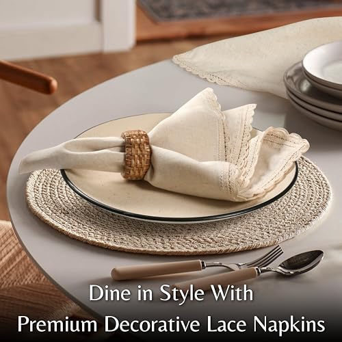 Oversized Cloth Napkins Set of 4 - 20x20 Natural Flax-Cotton
