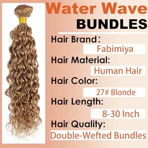 Fabimiya 14 Inch Water Wave Blonde Brazilian Virgin Human Hair Bundle