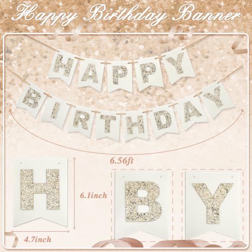 Gold & White Felt Happy Birthday Banner - Reusable Boho Decor