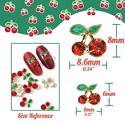 40 Pcs 3D Cherry Nail Charms - Rhinestone Nail Art Gems