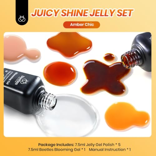 Beetles Fall Gel Polish Set - 6 Trendy Colors with Blooming Gel