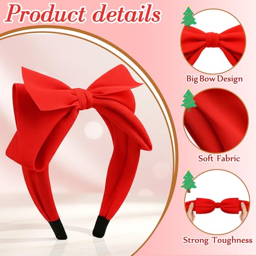 Suncalla Red Bow Headbands for Women - 4 Pack Wide Knotted Hair Accessories