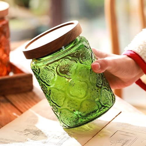 Airtight Glass Jar with Wooden Lid - 24 FL OZ Sunflower Design