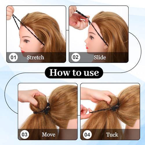 6 Adjustable No-Slip Black Hair Ties for Curly Hair - Qulkws