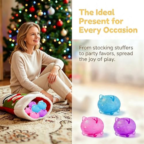 3 Pack Miniature Cat Squishy Balls - Stress Relief Figurines