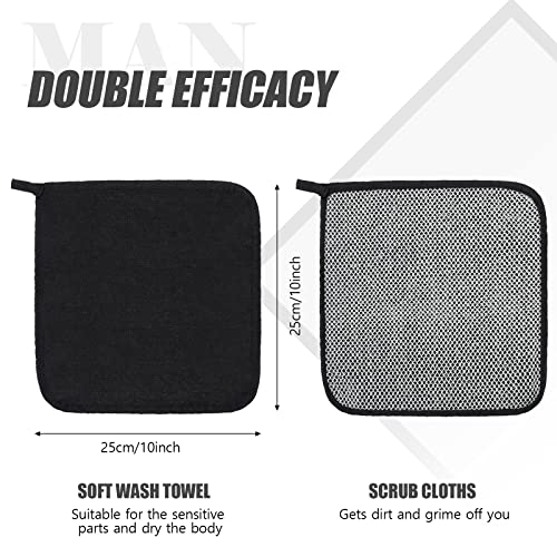 Tudomro 10 Pcs Double-Sided Exfoliating Washcloths, 10" x 10", Black