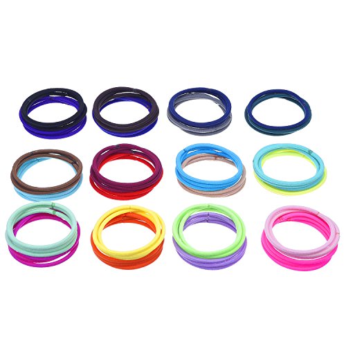EBOOT 69-Piece 3mm Multicolor Elastic Hair Bands - Metal Free