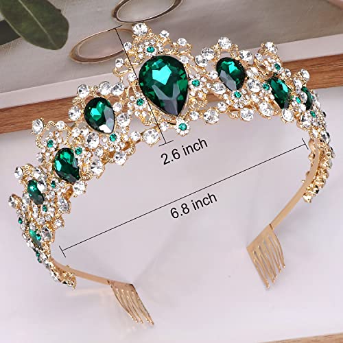 Didder Green Crystal Tiara - Baroque Crown for Women & Girls