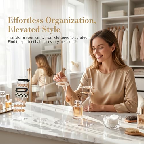 Suwimut 15-Piece Acrylic Hair Clip Display Stand - L-Shaped Organizer
