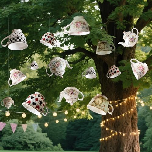 Wonderland Tea Party Hanging Decoration - 20 Pcs Teapot Banner
