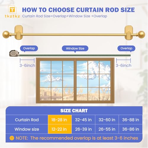 Gold Curtain Rod No Drilling with Adhesive Brackets, 18-28"