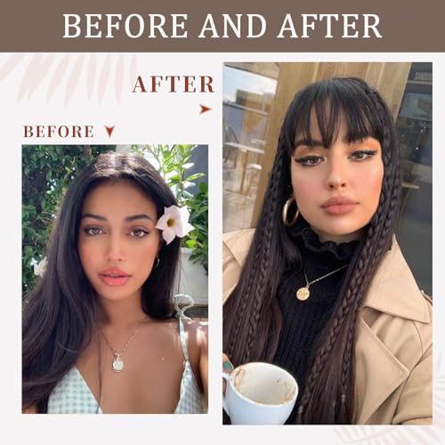 Natural Black Human Hair Clip-In Bangs for Women — French Curtain Style
