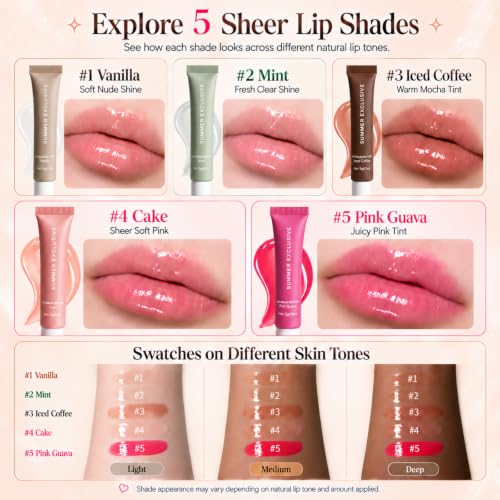 KALLCSENY 4pcs Summer Tinted Lip Balm Butter & Conditioning Lip Mask Set