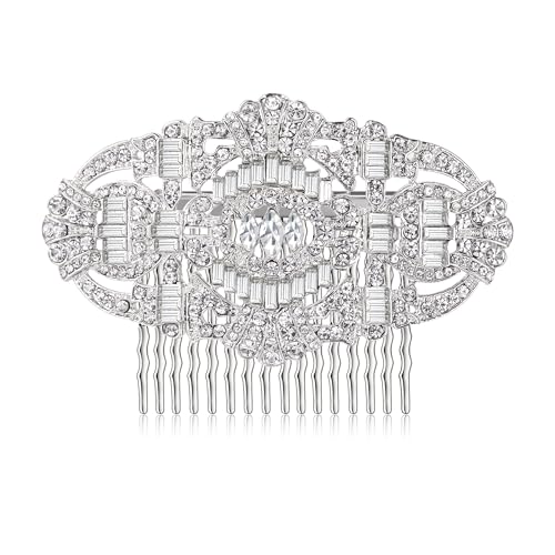 EVER FAITH 1920s Art Deco Austrian Crystal Bridal Hair Comb Side Piece