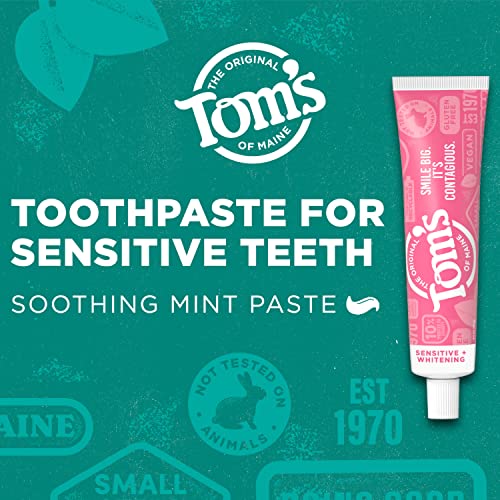 Tom's of Maine Sensitive & Whitening Toothpaste, Soothing Mint, 3-Pack