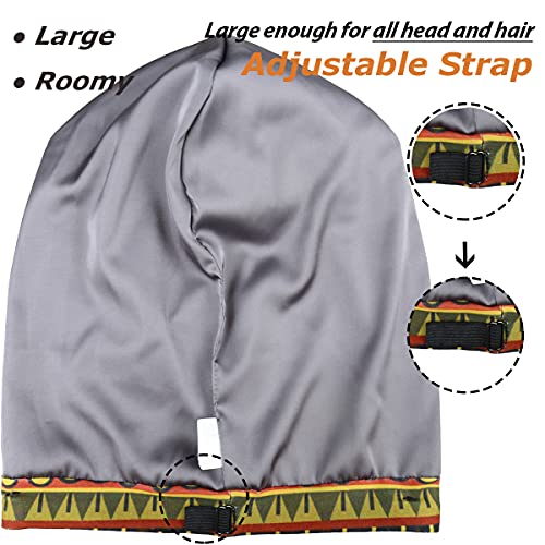 Heerf Bronze One Size Sleep Knitted Satin Bonnet for Curly & Locs Hair - Extra Large African Print Hair Wrap for Black Women