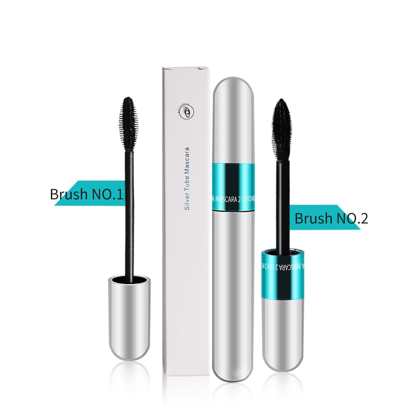 2 Pack 2 in 1 5x Longer Washable Mascara, 4D Silk Fiber Lash For VIBELY Mascara, No Clumping, Long-lasting Black